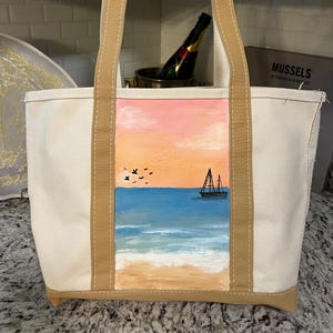 Sunrise Beach Hand-Painted Medium L.L. Bean Boat and Tote