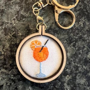 Aperol Spritz Hand-Embroidered Keychain/Bag Charm