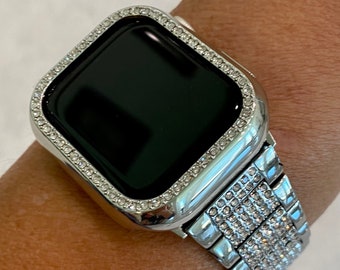 Series 10 Apple Watch Band 42mm 46mm Swarovski Crystals & or Apple Watch Case for Iphone Watch 41mm 45mm 49mm Ultra Iwatch Cover Bling