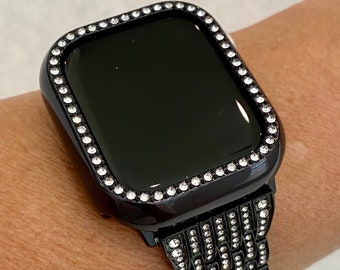 49mm Ultra Black Apple Watch Band  Crystals 41mm 45mm & or Crystal Apple Watch Bezel Cover Smartwatch Bumper Bling