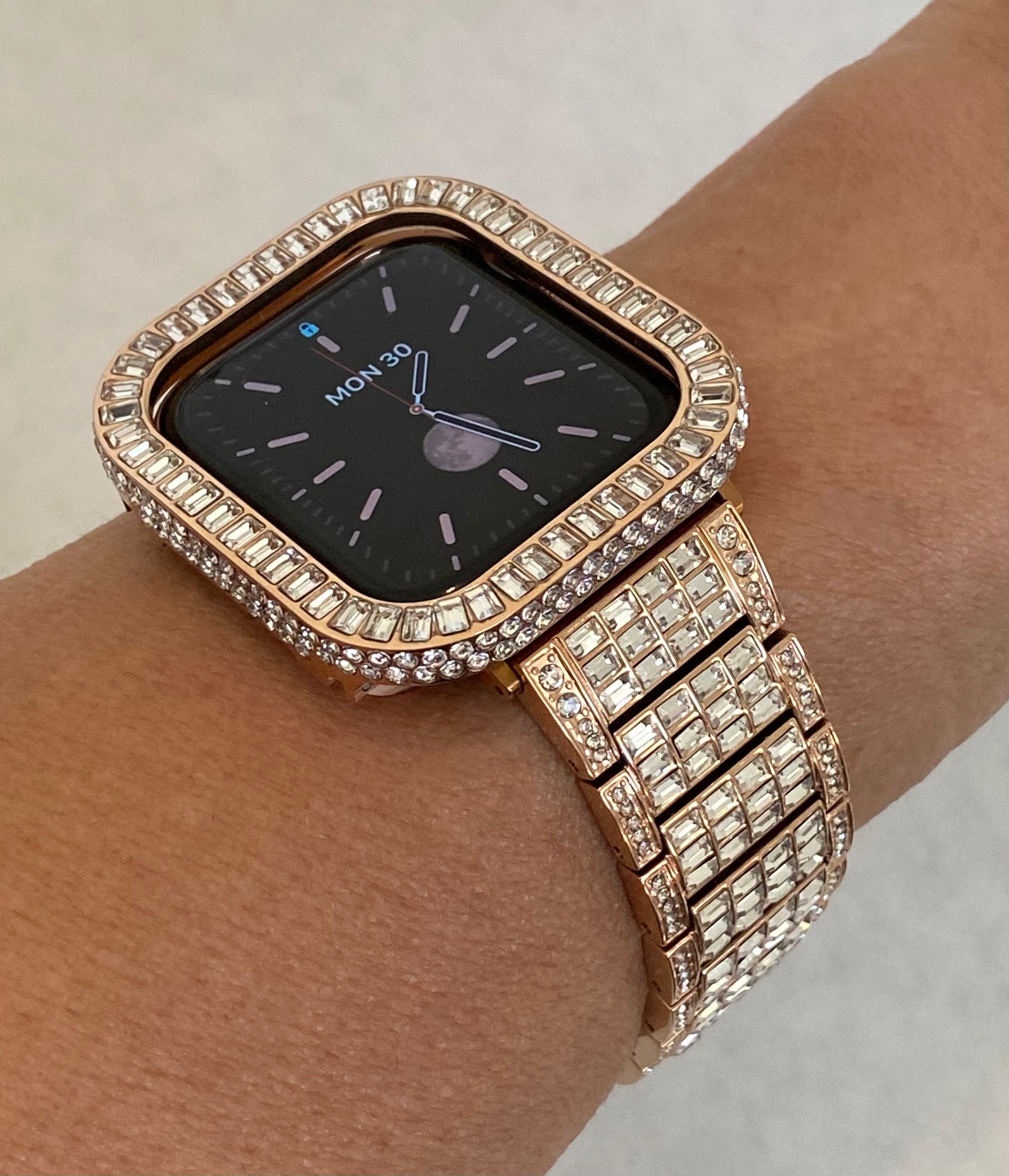 Bling Apple Watch Band 38mm 40mm 42mm 44mm Rose Gold Rolex Style & or