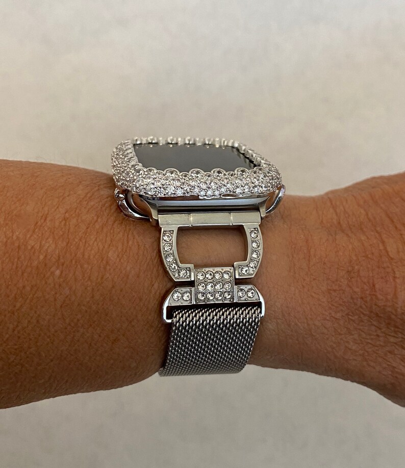 silver milanese loop with space grey watch
