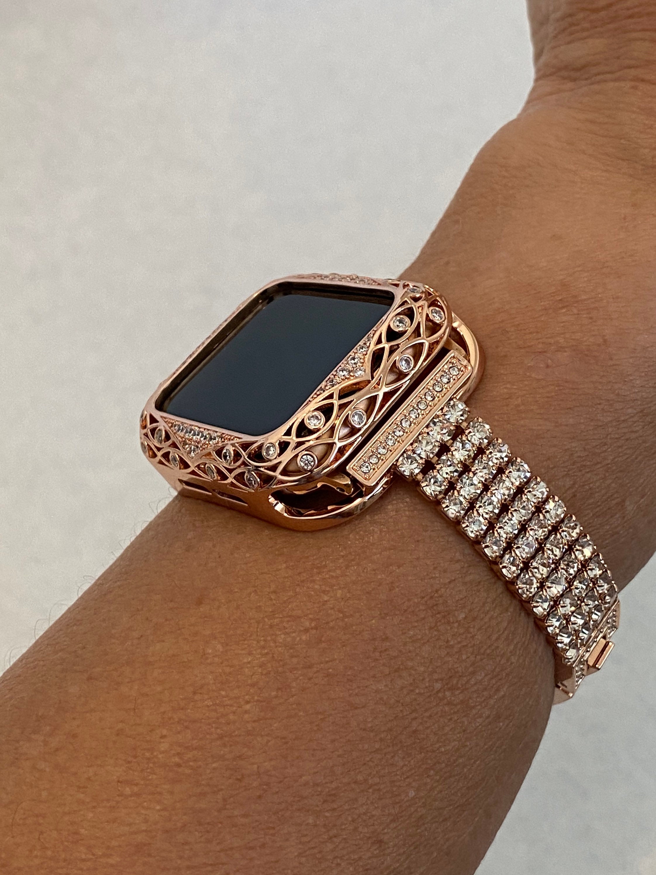 gold apple watch band and case