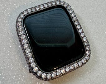 Black Apple Watch Cover 2.5mm Lab Diamond Bezel for Iphone Watch Case 38mm - 49mm Ultra Apple Watch Cover Protective Bumper Iwatch Candy