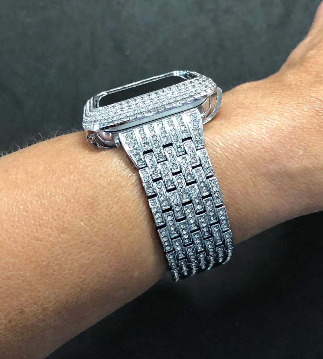 Apple Watch Band Silver 38mm 40mm 42mm 44mm Women's Mens Rhinestone Crystals/Apple Watch Case