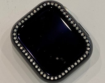 Black Apple Watch Cover with Swarovski Crystals for Iphone Watch, Sparkling Apple Watch Case Protector 41mm 45mm 49mm Ultra Iwatch Candy