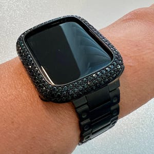 Ultra Black Apple Watch Band 49mm Stainless Steel & or Black Apple Watch Case Lab Diamond Bezel Apple Watch Cover Iwatch Candy Bling