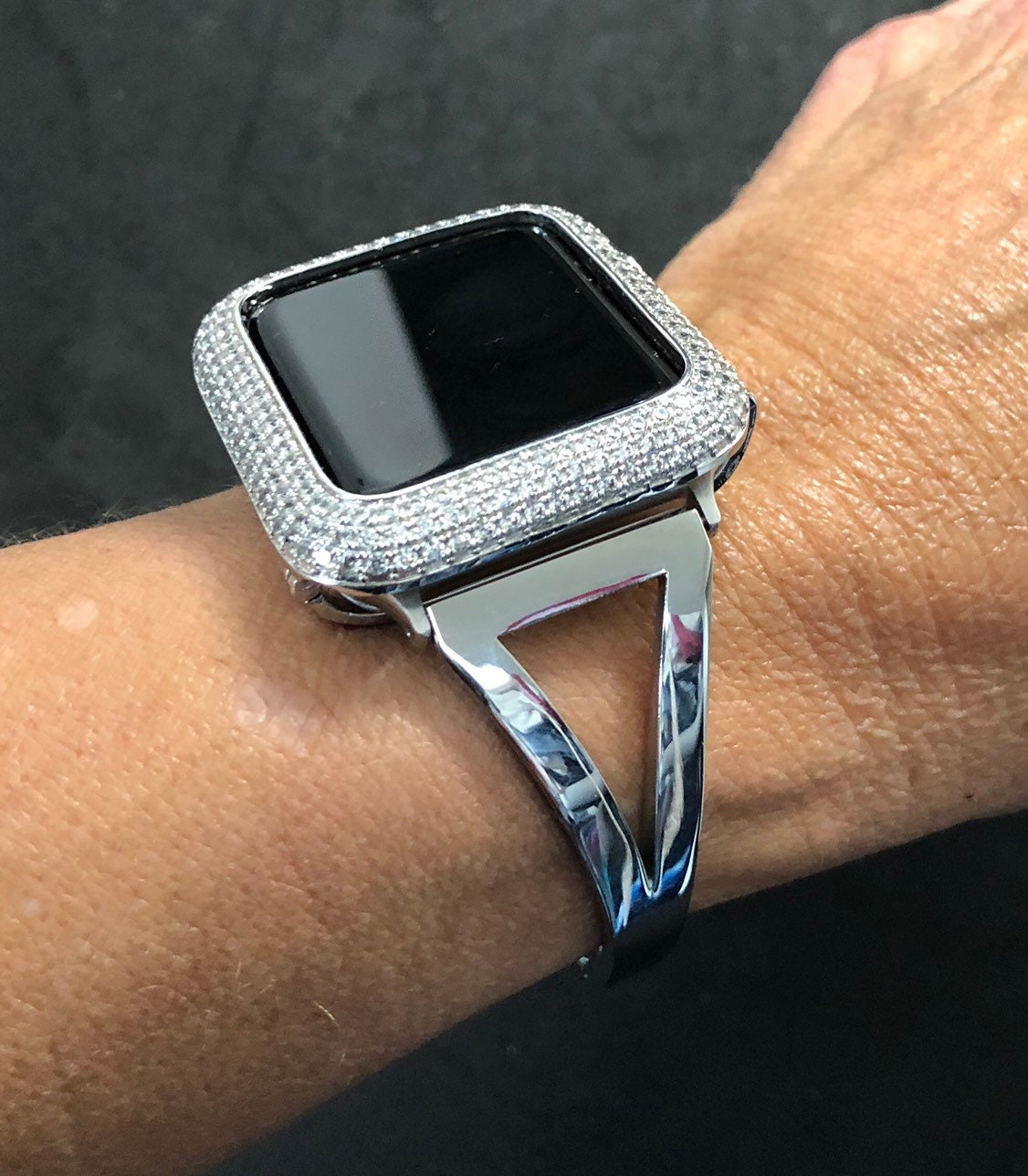Beaded Chain Apple Watch Band 38mm Women Cuff Iwatch Band Silver And Or Apple Watch Bezel Lab