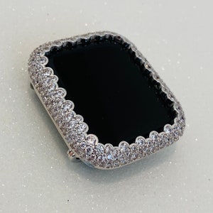 Silver Diamond Apple Watch Case Womens Lab Diamond Bezel Iphone Watch Cover - Ultra Gift for Her Iwatch Candy 38mm-49mm Ultra Crystal Bling