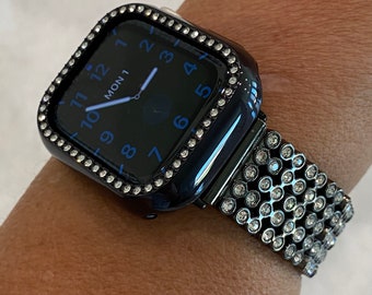 Apple Watch Band 41mm 45mm 49mm Ultra Black  Crystals & or Apple Watch Case Crystal Bumper Apple Watch Cover Iwatch Candy Bling