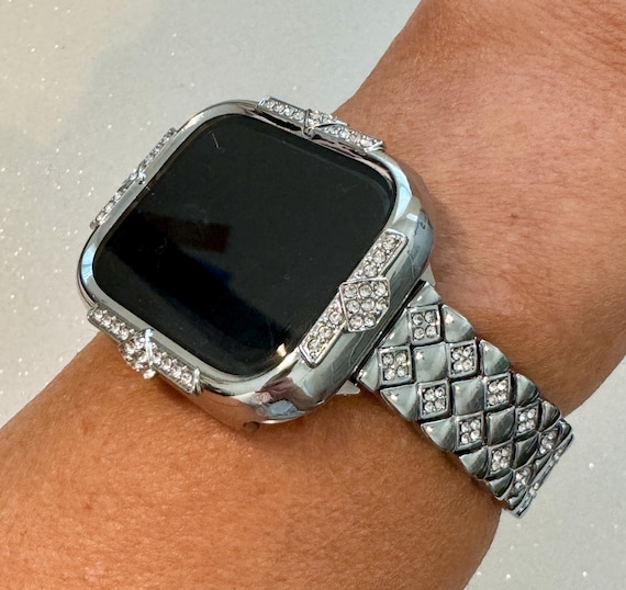 Silver Apple Watch Band Womens Bracelet Swarovski Crystal  display picture 1