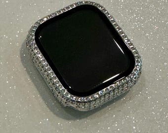 Series 10 Apple Watch Cover 42mm 46mm Silver Screen Protector Women Swarovski Crystal Apple Watch Case 41mm 45mm Tempered Glass Iwatch