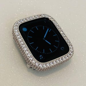 Ultra 49mm Apple Watch Cover Silver Lab Diamond Bezel, Metal Iwatch Case Bling 38mm 40mm 41mm 42mm 44mm 45mm, Smartwatch Bumper Gift