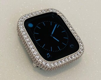 Ultra 49mm Apple Watch Cover Silver Lab Diamond Bezel, Metal Iwatch Case Bling 38mm 40mm 41mm 42mm 44mm 45mm, Smartwatch Bumper Gift