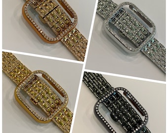 41mm 45mm Apple Watch Band Series 7 Swarovski Crystals & or Crystal Apple Watch Bezel Cover Choice of Colors