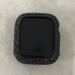 Series 2-11 Black on Black Apple Watch Cover Lab Diamond Bezel Case 38mm 40mm 41mm 42mm 44mm 45mm 46mm 49mm Apple Watch Cover Iwatch Candy
