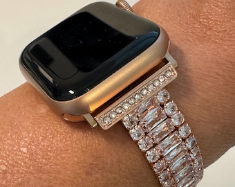 Apple Watch Band Series 10 42mm 46mm Rose Gold Swarovski Crystals - Iwatch Band Straps 44mm 45mm 49mm Ultra - Apple Watch Bracelet Bling
