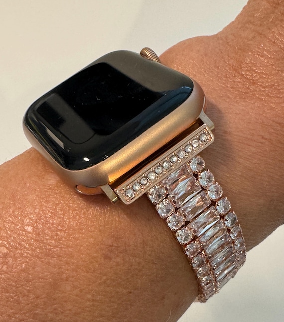 Rosegold Crystal Rhinestone Sparkling Band For Apple Watch All Series Amazon.com: Joyozy Bling Pearl Bracelet 45mm and case  main image 2