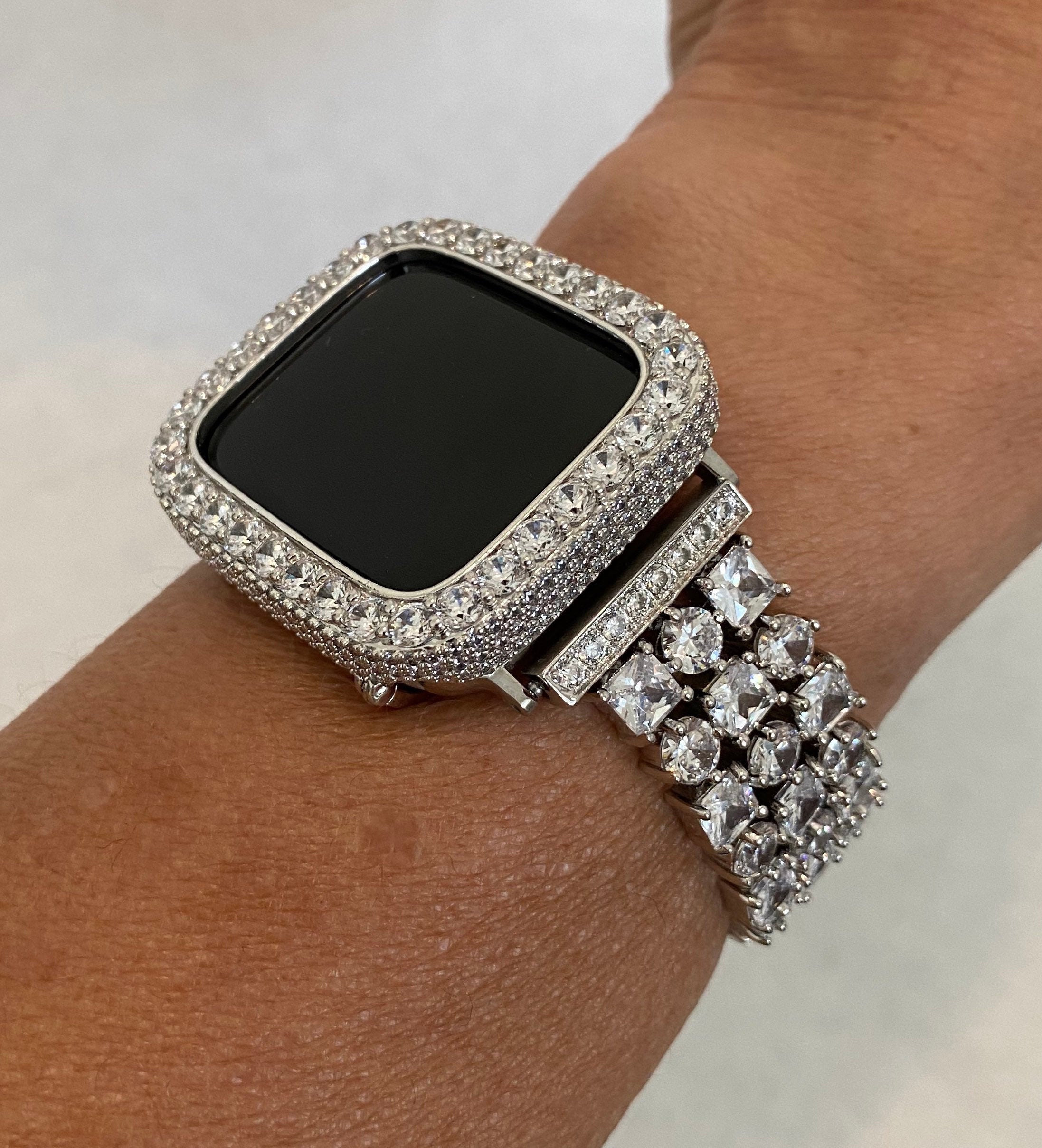 gold and white apple watch