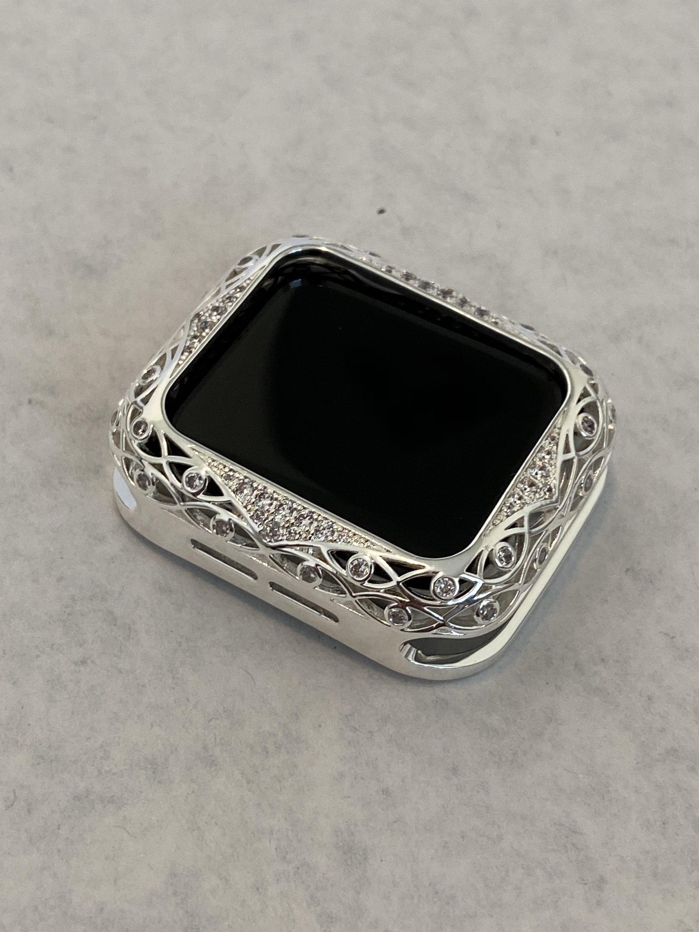 silver apple watch white band