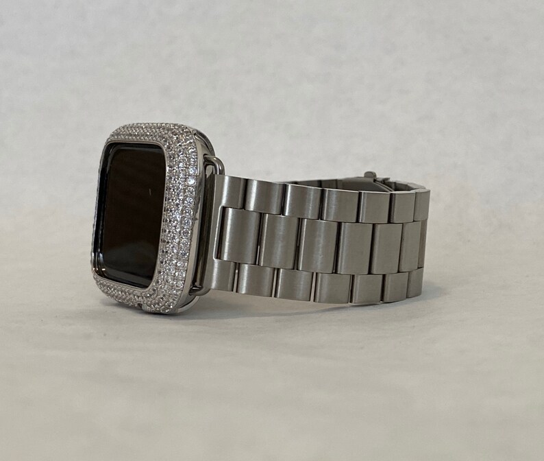 Mens Apple Watch Band Silver Rolex Style and or Lab Diamond Etsy