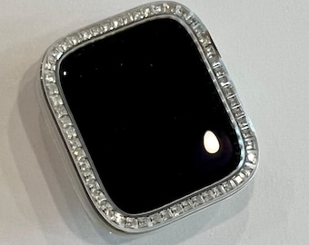 Apple Watch Bezel Cover Clear Acrylic Bumper Square Swarovski Crystal Rhinestones Iwatch Case Bumper 38mm-45mm Series 2-9 Iphone Watch Cover
