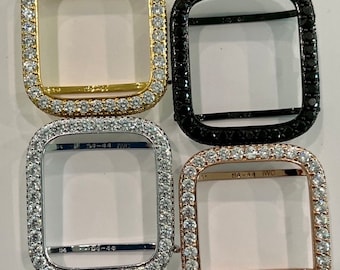 Series 2-9 Apple Watch Case 3.5mm Lab Diamond Bezel Apple Watch Cover Silver, Rose Gold, Yellow Gold & Black Sizes 38mm-45mm Iwatch Candy