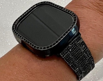 49mm Ultra Apple Watch Band Black Stainless Steel Swarovski Crystal & or Apple Watch Case Smartwatch Bumper Iphone Watch Cover Iwatch Candy