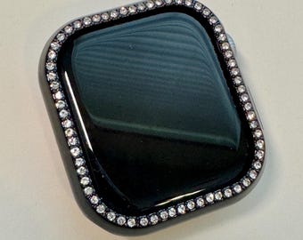 Black Apple Watch Case 42mm 46mm Series 10 Swarovski Crystals Apple Watch Cover 41mm 45mm 49mm Ultra Iphone Watch Protective Bumper Bling