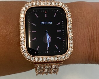 Custodia per Apple Watch in oro rosa con diamanti da donna