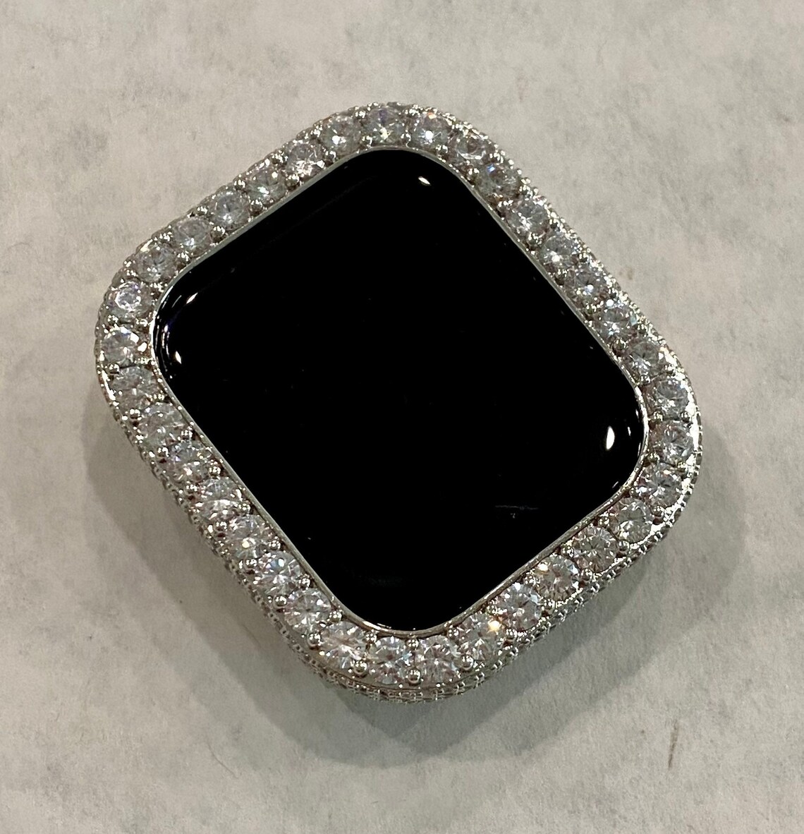 Silver Apple Watch Case Cover With Large 3.5mm Lab Diamonds - Etsy