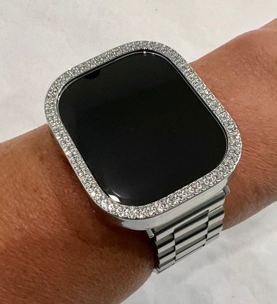 Apple Watch Band Silver Swarovski Crystals 38mm-49mm Ultra & 