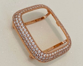 Apple Watch Bezel Cover Lab Diamonds Rose Gold 38mm 40mm 41mm 42mm 44mm 45mm Smartwatch Bumper Series 1-8 SE