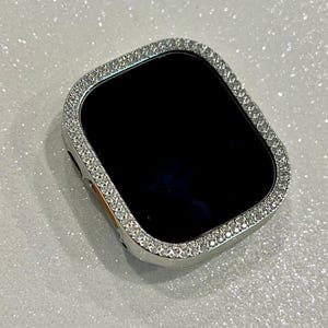Series 10 Apple Watch Cover 42mm 46mm Silver Swarovski Crystals Apple Watch Case 38mm-49mm Iphone Watch Cover Protective Bumper Bling