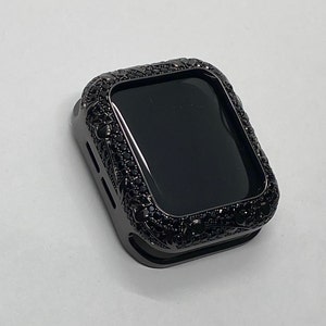 Schwarz Apple Watch Cover Swarovski-Kristalle Blumenmuster für Iphone Uhrenetui Schutzuhr Coverm 38 mm-45 mm Serie 2-9 Iwatch Candy