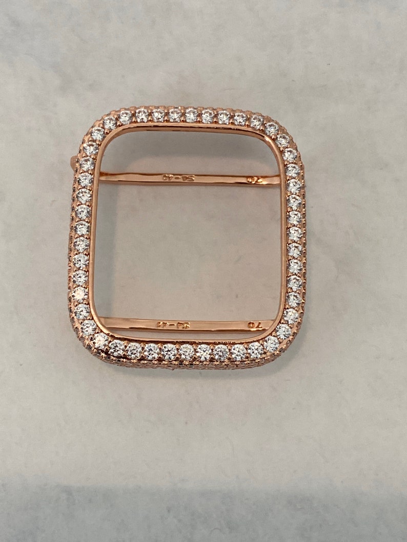 Rose Gold Apple Watch Band Lab Diamond Bezel Cover 38mm 40mm Etsy