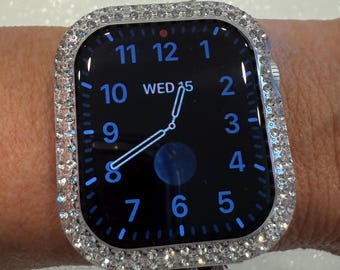 Series 10/11 Apple Watch Cover Bezel Clear Case Swarovski Crystals Apple Watch Cases Smartwatch Bumper Bling 38mm-46mm