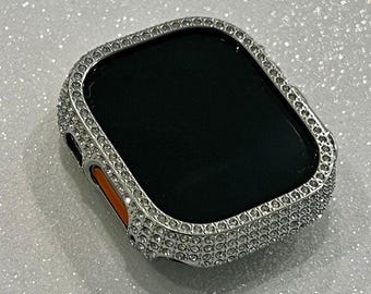 49mm Ultra Apple Watch Cover Silver Crystals Apple Watch Case Smartwatch Bumper Bling Series 1-2 Handmade