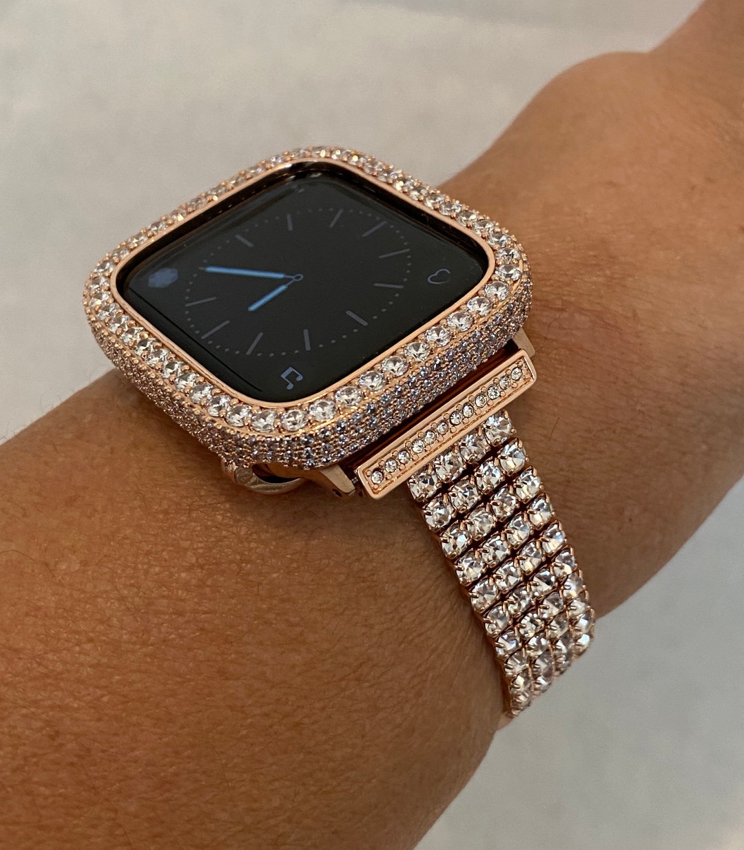 Cinturino per Apple Watch Serie 10 in oro rosa con cristalli