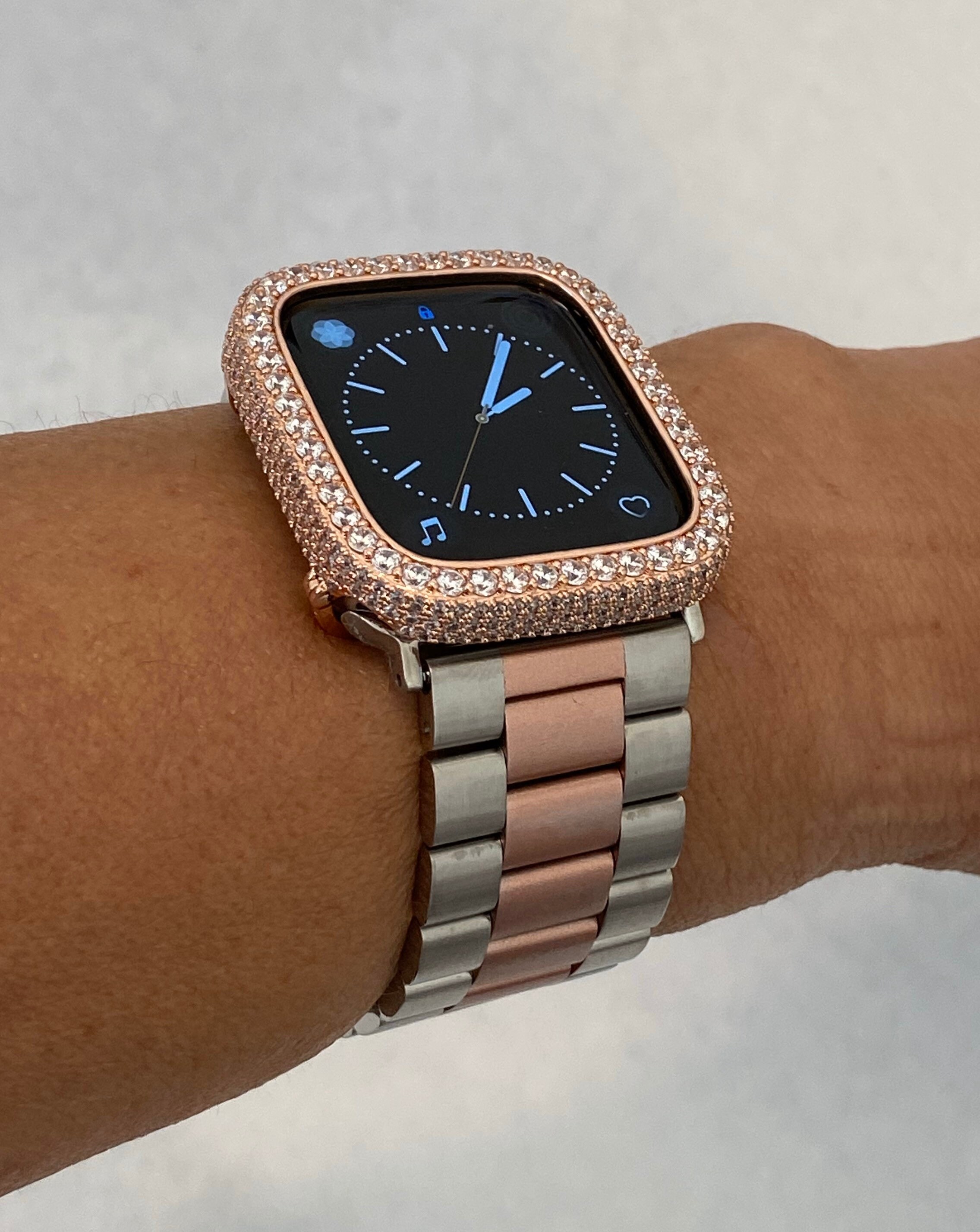 Two Tone Apple Watch Band Rose Gold & Silver Lab Diamond | Etsy