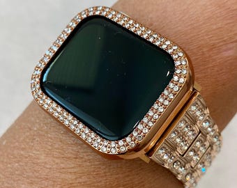Ultra 49mm Apple Watch Band Rose Gold 38mm-45mm Swarovski Crystals Stainless Steel & or Apple Watch Bezel Cover Iphone Watch Case Series 10
