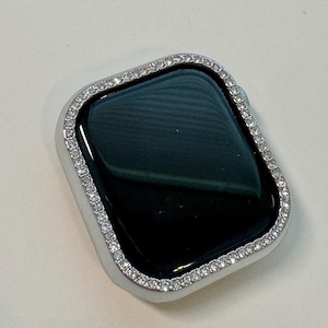 Series 10 Apple Watch Case 42mm 46mm Silver Swarovski Crystals Apple Watch Cover 41mm 45mm 49mm Ultra Iphone Watch Protective Bumper Bling