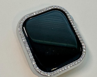 Series 10 Apple Watch Case 42mm 46mm Silver Swarovski Crystals Apple Watch Cover 41mm 45mm 49mm Ultra Iphone Watch Protective Bumper Bling
