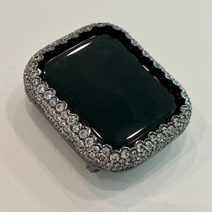 Series 10-11 Custom Black Apple Watch Cover Womens Apple Watch Case Lab Diamond Bezel Smart Watch Bumper Bling 38-49mm