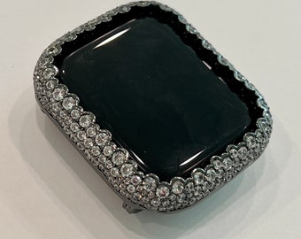 Custom Black Apple Watch Cover Womens 41mm 45mm 49mm Ultra Apple Watch Case Lab Diamond Bezel Smart Watch Bumper Bling 38-45mm S2-10