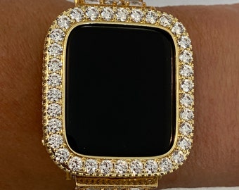 Apple Watch Case Yellow Gold 38mm 40mm 41mm 42mm 44mm 45mm Apple Watch Cover Lab Diamond Bezel Iwatch Candy Bumper Bling