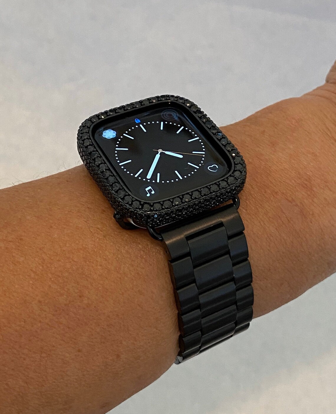 Apple Watch Band Black Rolex Style & or Lab Diamond Bezel Case Etsy