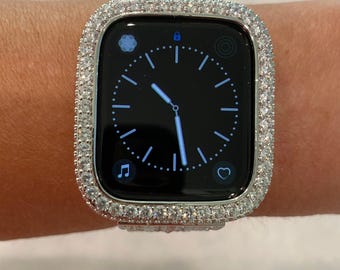 Silver Apple Watch Cover 49mm Ultra Lab Diamond Bezel Iphone Watch Case 38mm-49mm Series 1-10 SE Apple Watch Face Bling 42mm 46mm