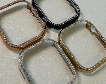 Series 10 Apple Watch Case 42mm 46mm Swarovski Crystals Apple Watch Cover 41mm 45mm 49mm Ultra Choice of Silver, Gold, Rose Gold, Black
