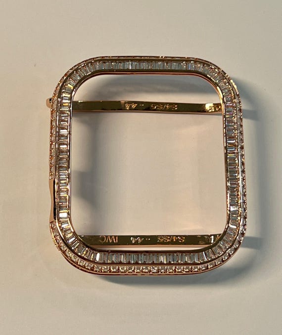 Rose Gold Apple Watch Cover 3 Rows Baguette Lab Diamond  display picture 1